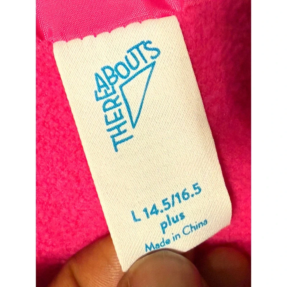 Thereabouts Girls Hot Pink Hooded Puffer Jacket Fleece Lined Sz L 14.5/16.5 Plus